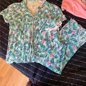 Tropical Print Pajama Set